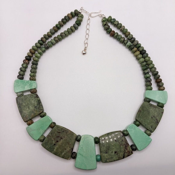 Green Opal and Variscite Gemstone Necklace Jay King - Picture 11 of 12